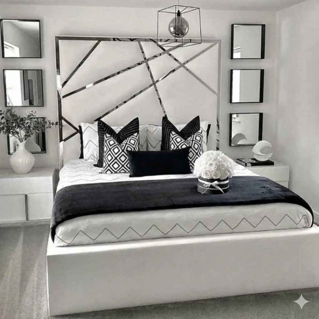 Star Upholstered Bed Frame | Unique Velvet Bed | 3ft to 6ft | UK Made