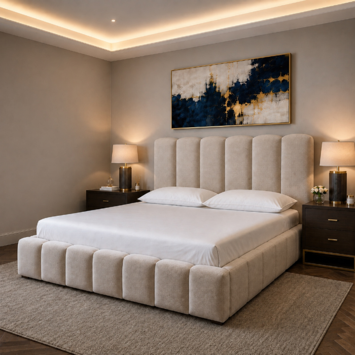 Aurora Vertical Panel Bed – Tall Panel Upholstered Bed Frame