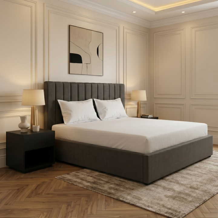 Hampton Panel Bed – Short-Headboard Upholstered Bed Frame