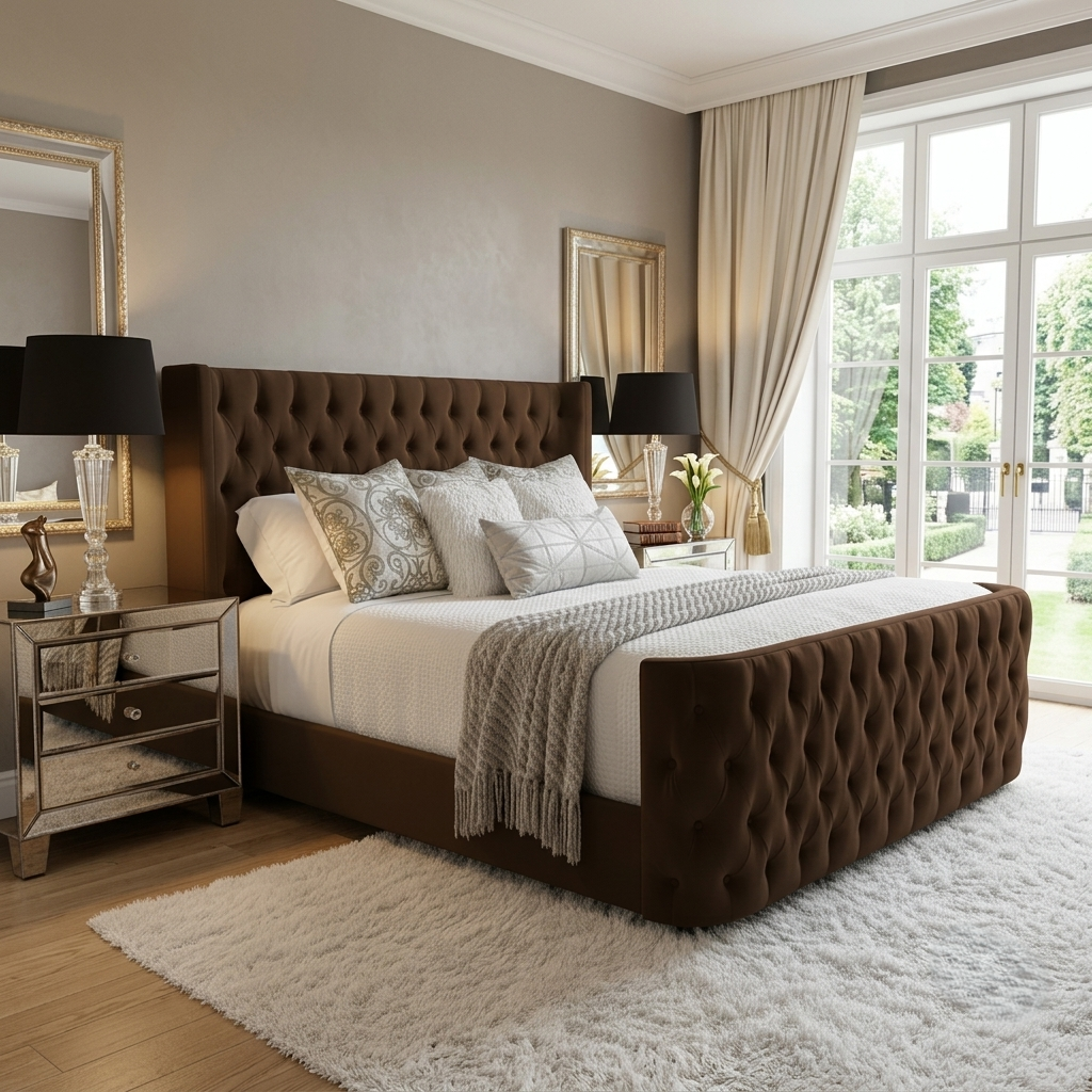 Curved Wingback Bed