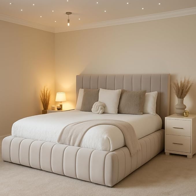 Line Ambassador Velvet Bed full room view - Eagle Bed UK