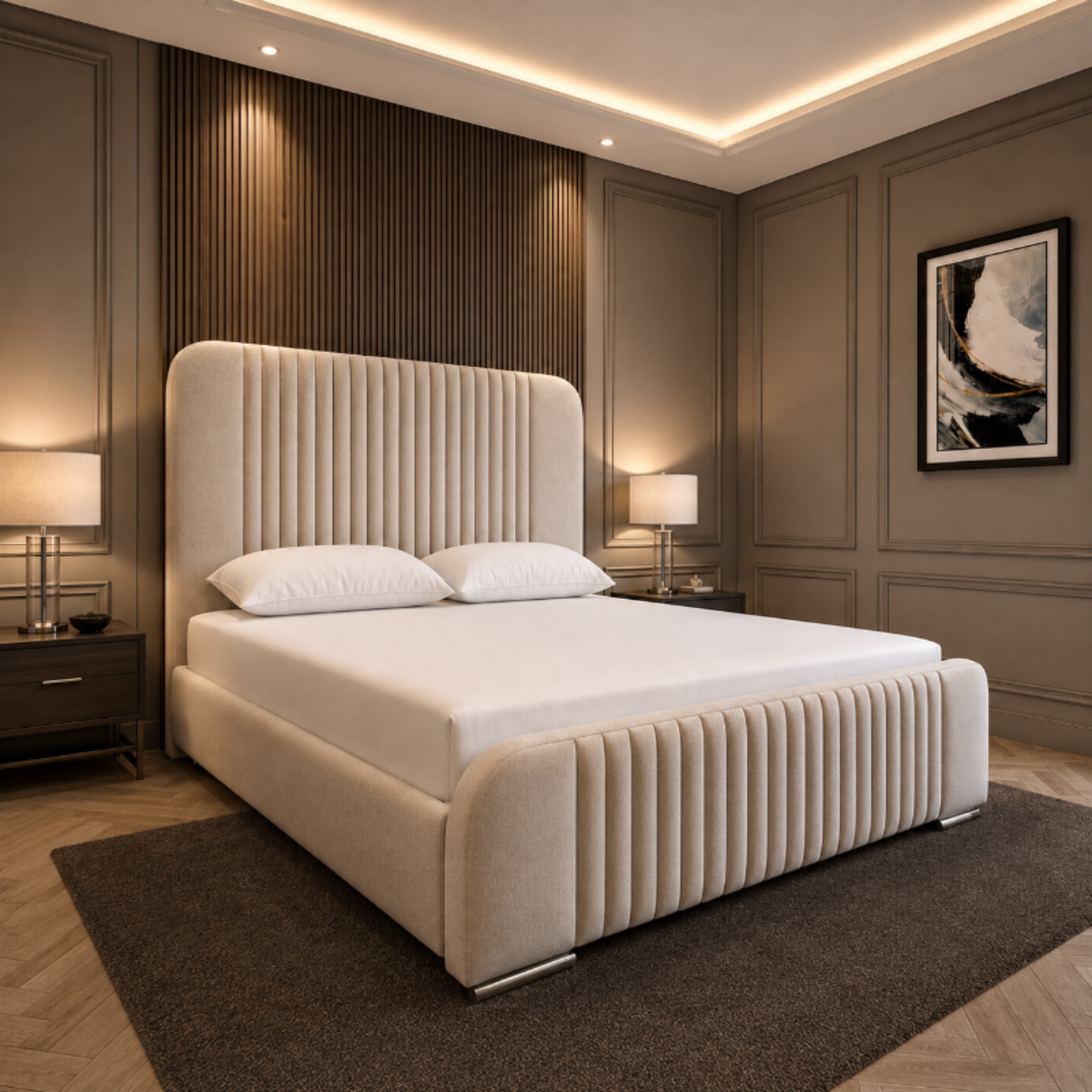 Regal Luxe Panel Bed – Mid-Height Upholstered Bed Frame