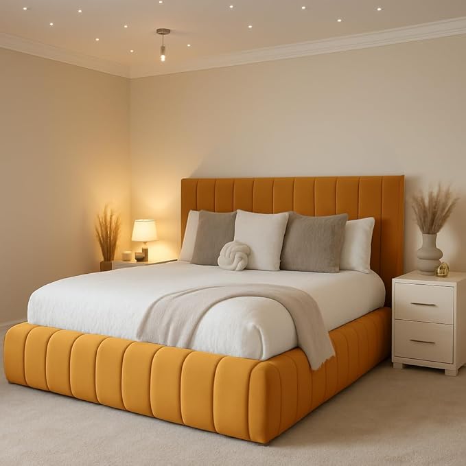 Line Ambassador Upholstered Bed Frame | Luxury Velvet Bed | 3ft to 6ft | UK Made