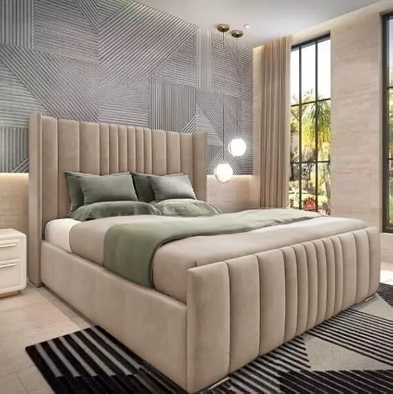 Mini Line Wingback Upholstered Velvet Bed UK - Eagle Bed