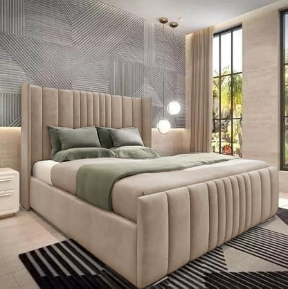 Mini Line Wingback Upholstered Velvet Bed UK - Eagle Bed