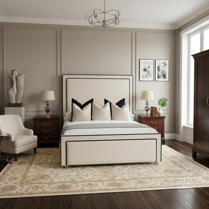 Black Piping Art Deco Bed