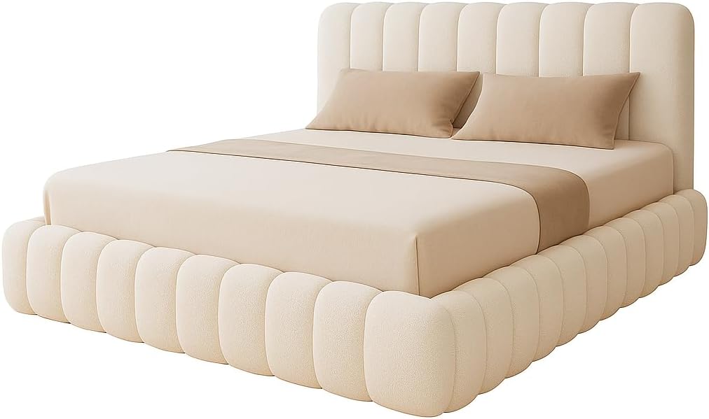 Cloud Teddy Bouclé Ottoman Gas Lift Storage Bed - Eagle Bed UK