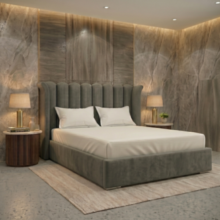 Fluted Velvet Bed – Vertical Fluted Upholstered Bed Frame