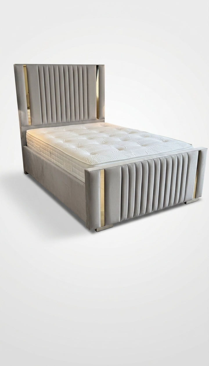 Strip Line Bed with Footboard – Upholstered Bed Frame
