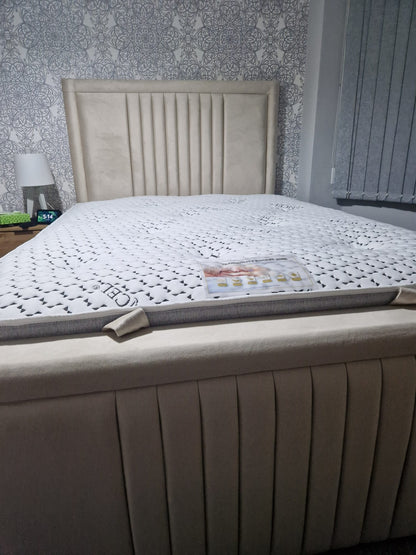 Line Bumper Ottoman Bed open storage view - Eagle Bed UK