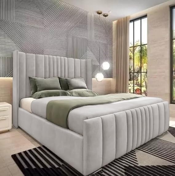 Mini Line Wingback Upholstered Bed full view - Eagle Bed UK