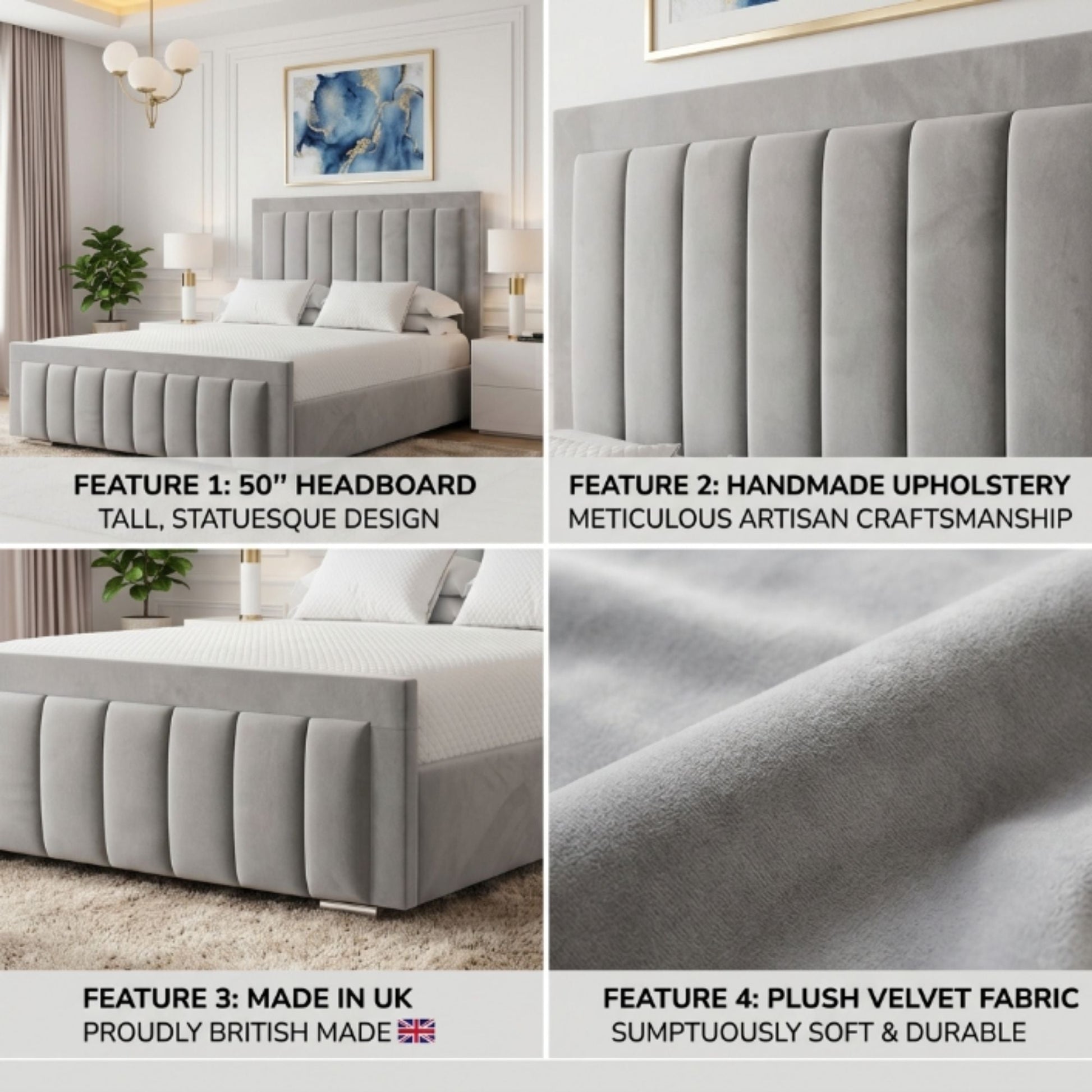 Mayfair Vertical Panel Bed Frame - Eagle Bed