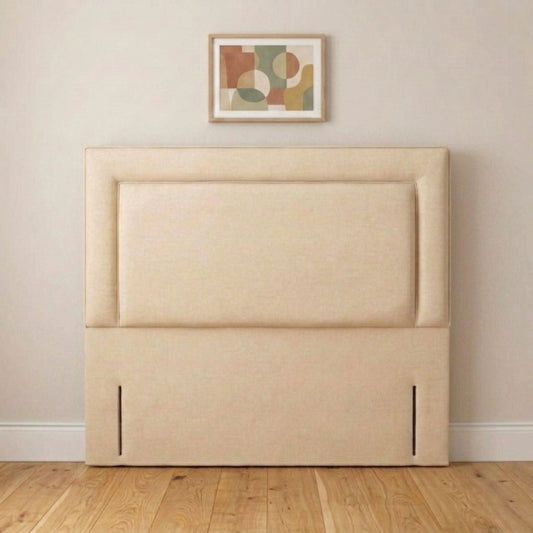 Elegant cream framed upholstered headboard handmade in the UK, front view