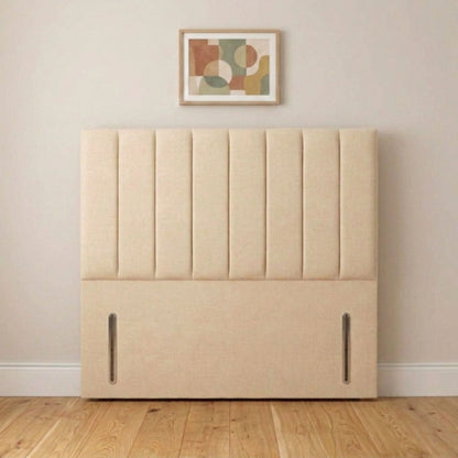 Camden 54 inch cream vertical panel upholstered headboard handmade in the UK, front view