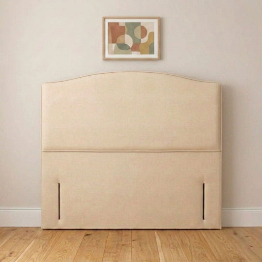 Cambridge cream curved upholstered headboard handmade in the UK, front view