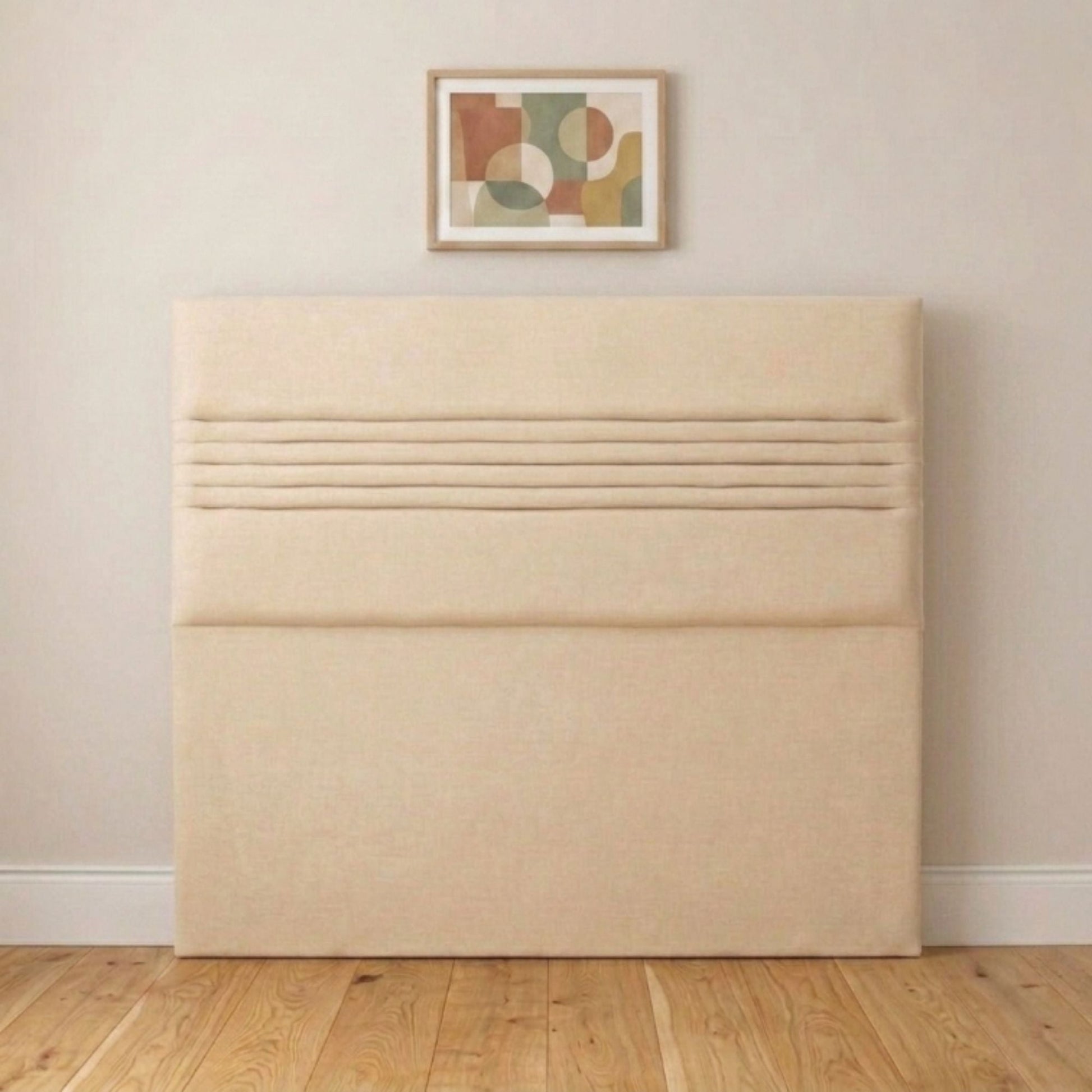 Elite cream horizontal detail upholstered headboard handmade in the UK, front view