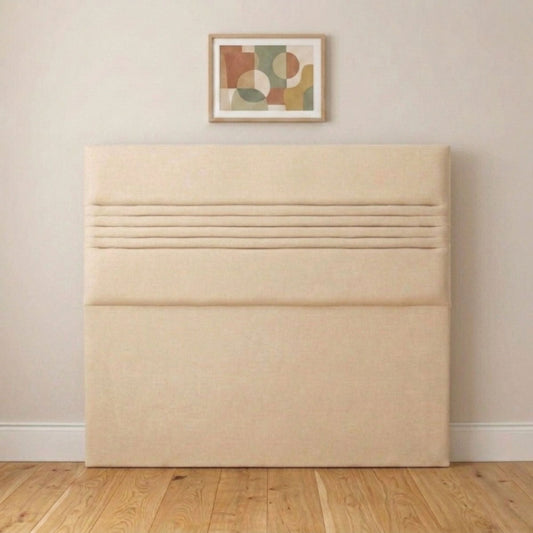 Elite cream horizontal detail upholstered headboard handmade in the UK, front view