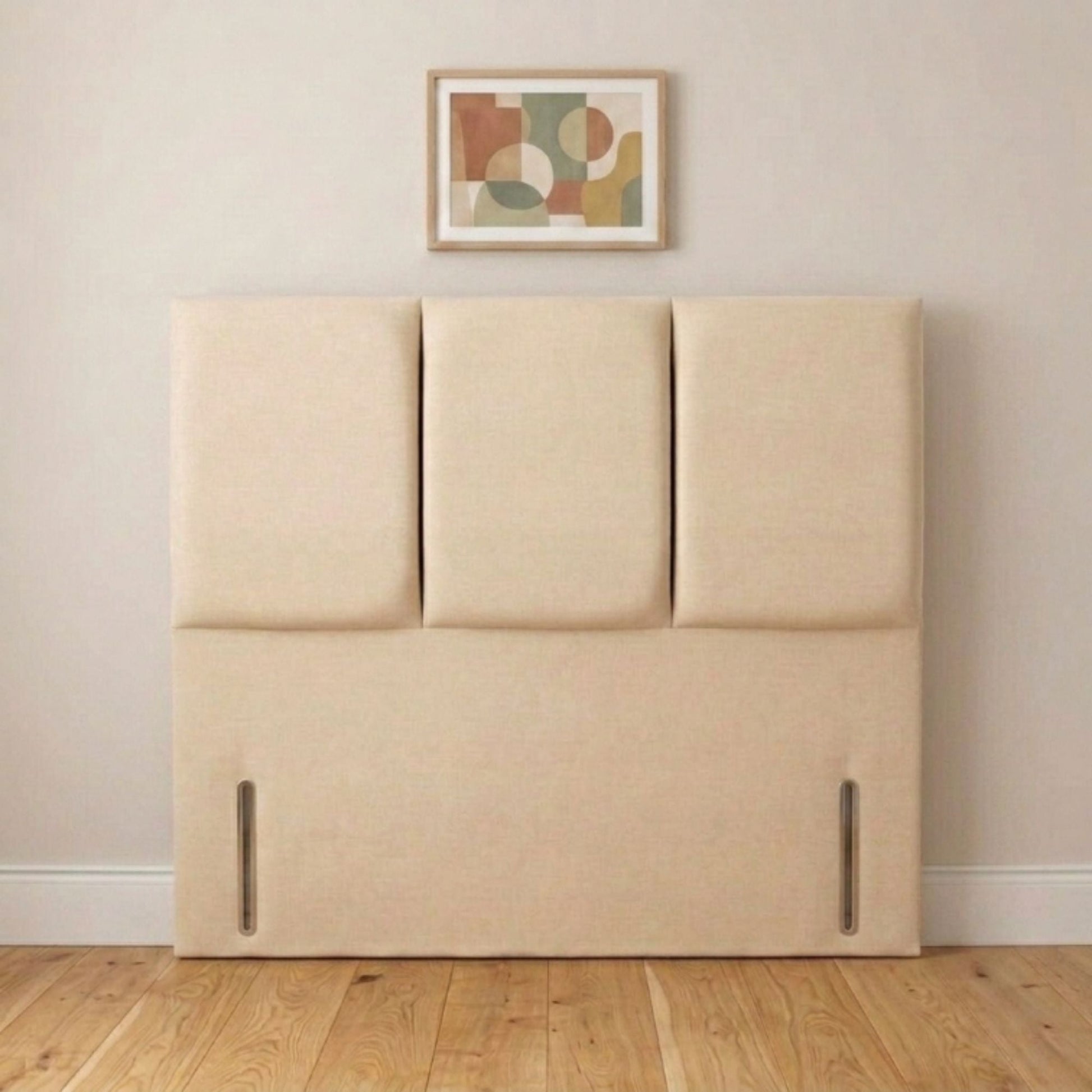 Trinity cream panel upholstered headboard handmade in the UK, front view