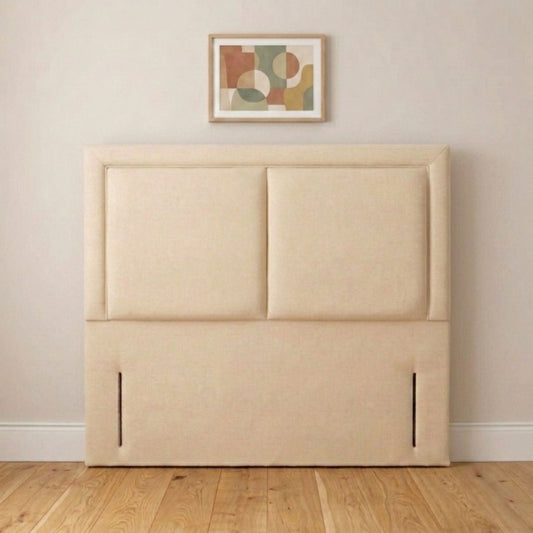 Kensington cream framed panel upholstered headboard handmade in the UK, front view