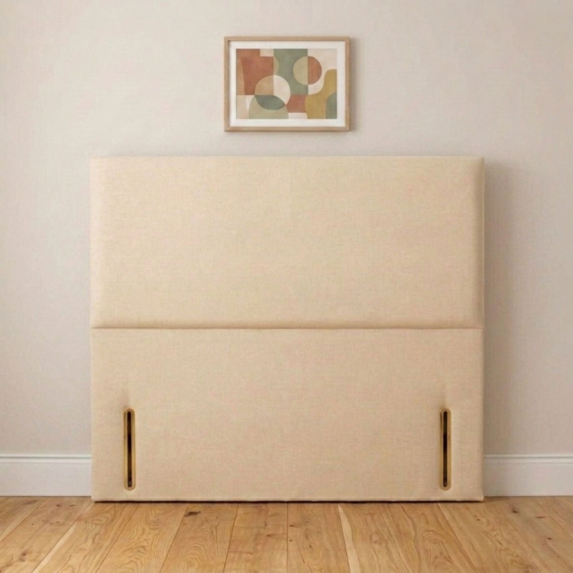 Haven cream upholstered headboard handmade in the UK, front view