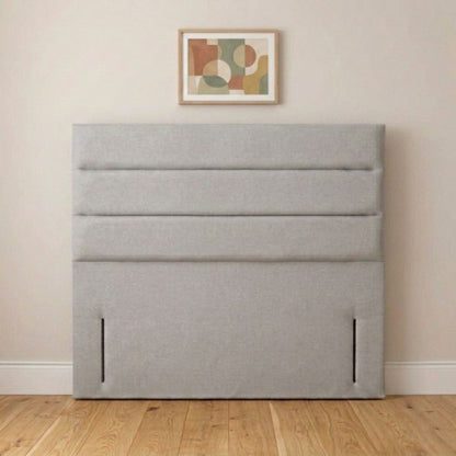 Cream linear panel headboard angled view showing panel detailing
