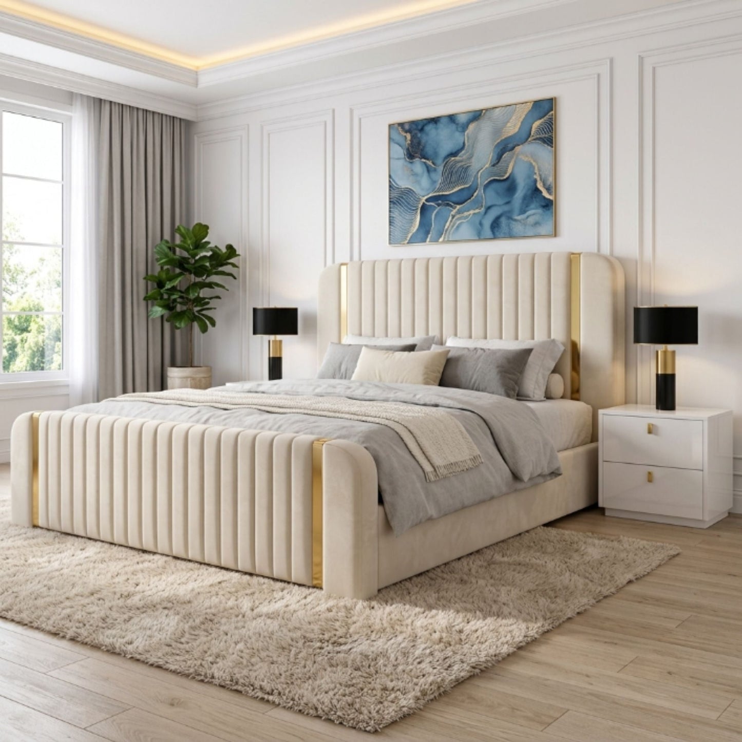 Regal Gold Trim Vertical Panel Bed Frame - Eagle Bed