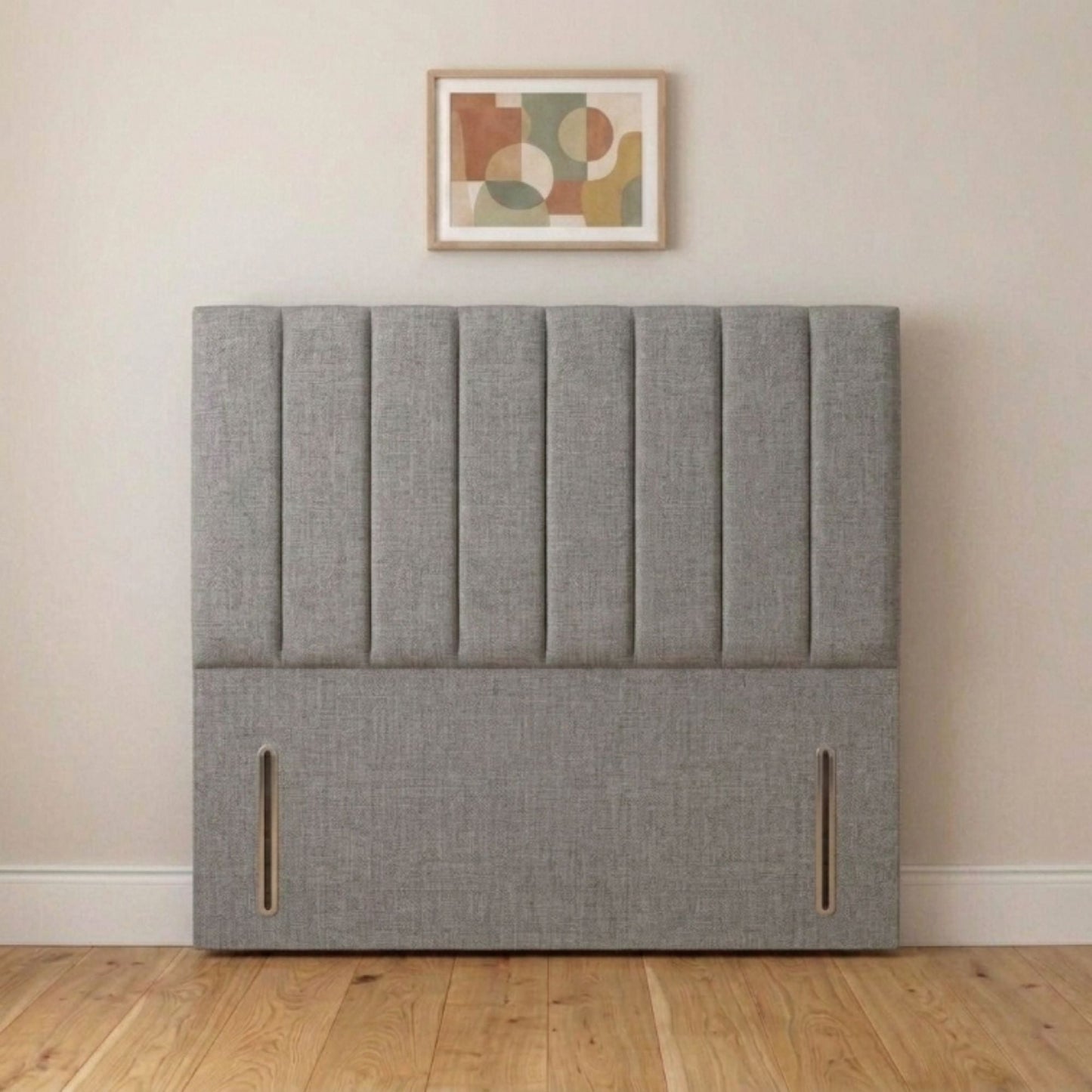 Camden tall cream headboard angled view showing vertical panel detailing