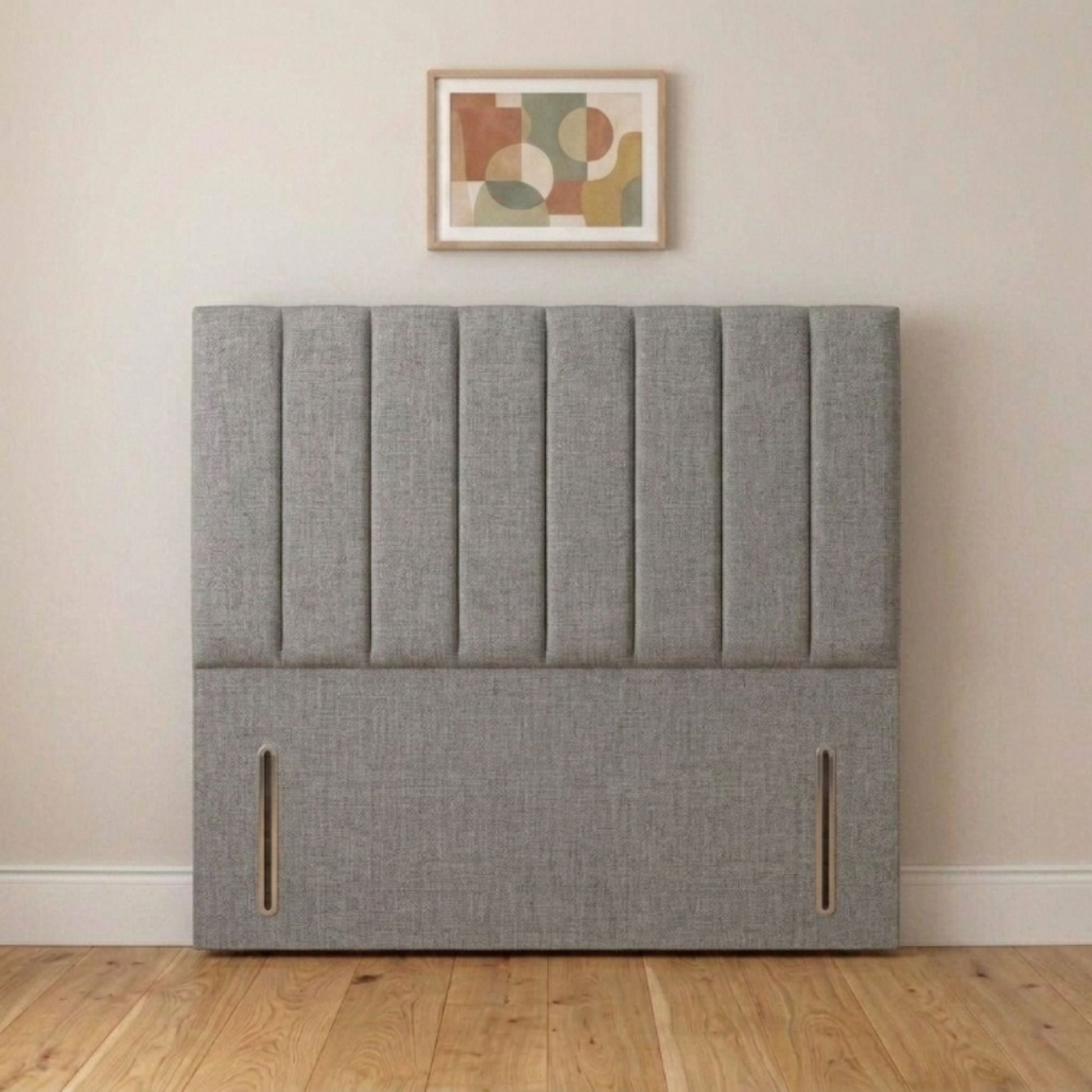 Camden tall cream headboard angled view showing vertical panel detailing