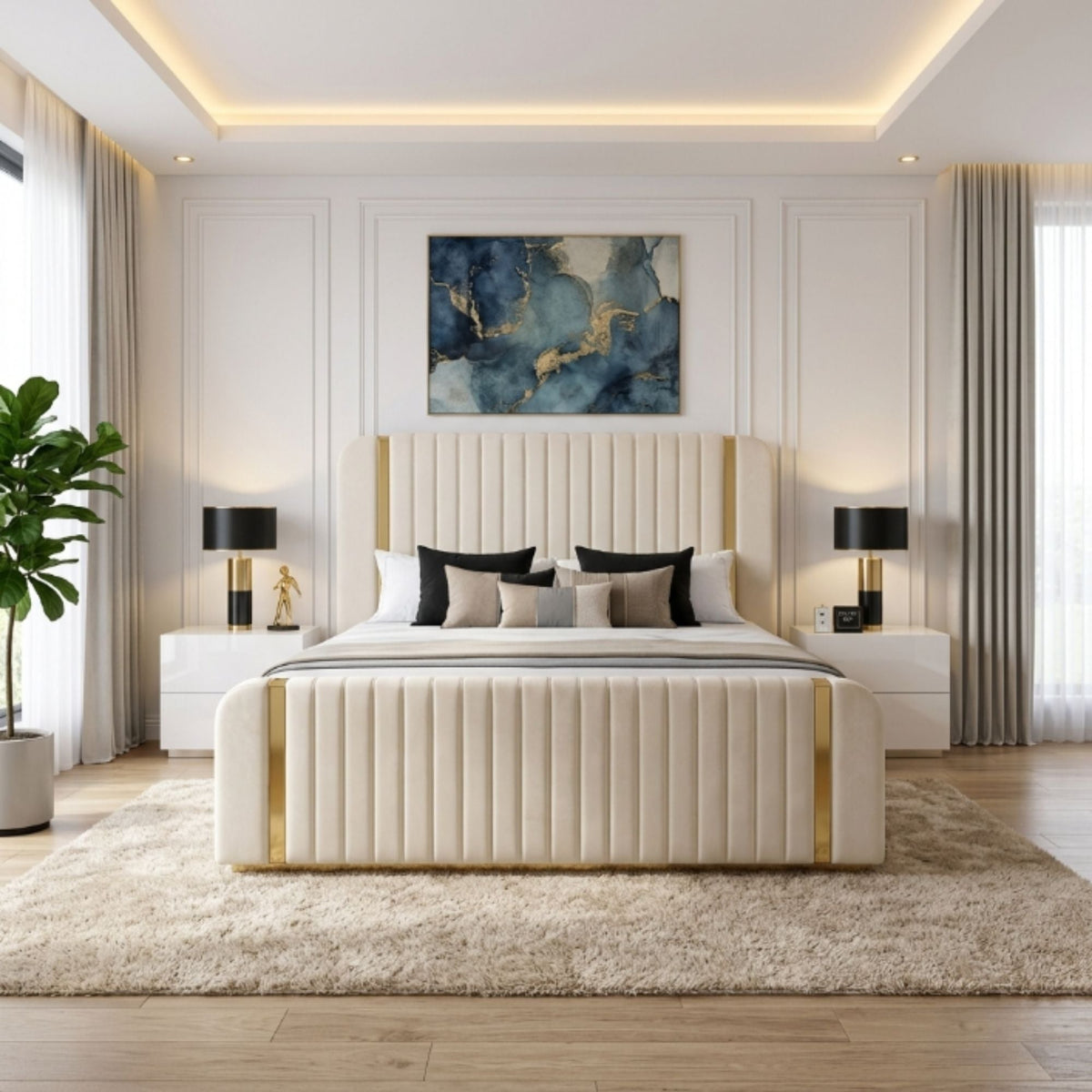 Regal Gold Trim Vertical Panel Bed Frame - Eagle Bed