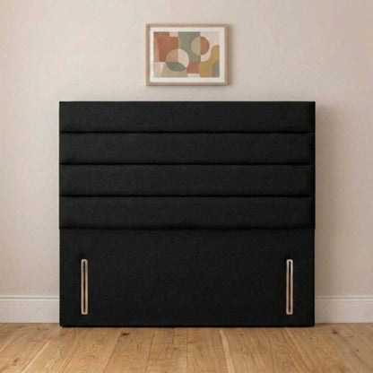 Modern channel upholstered headboard close-up of cream fabric