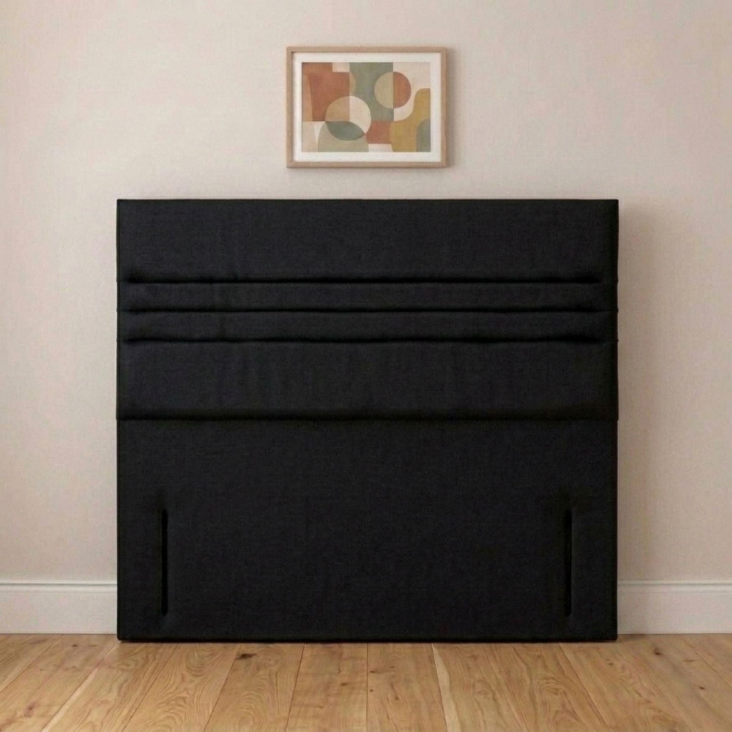 Elite horizontal panel upholstered headboard close-up of cream fabric