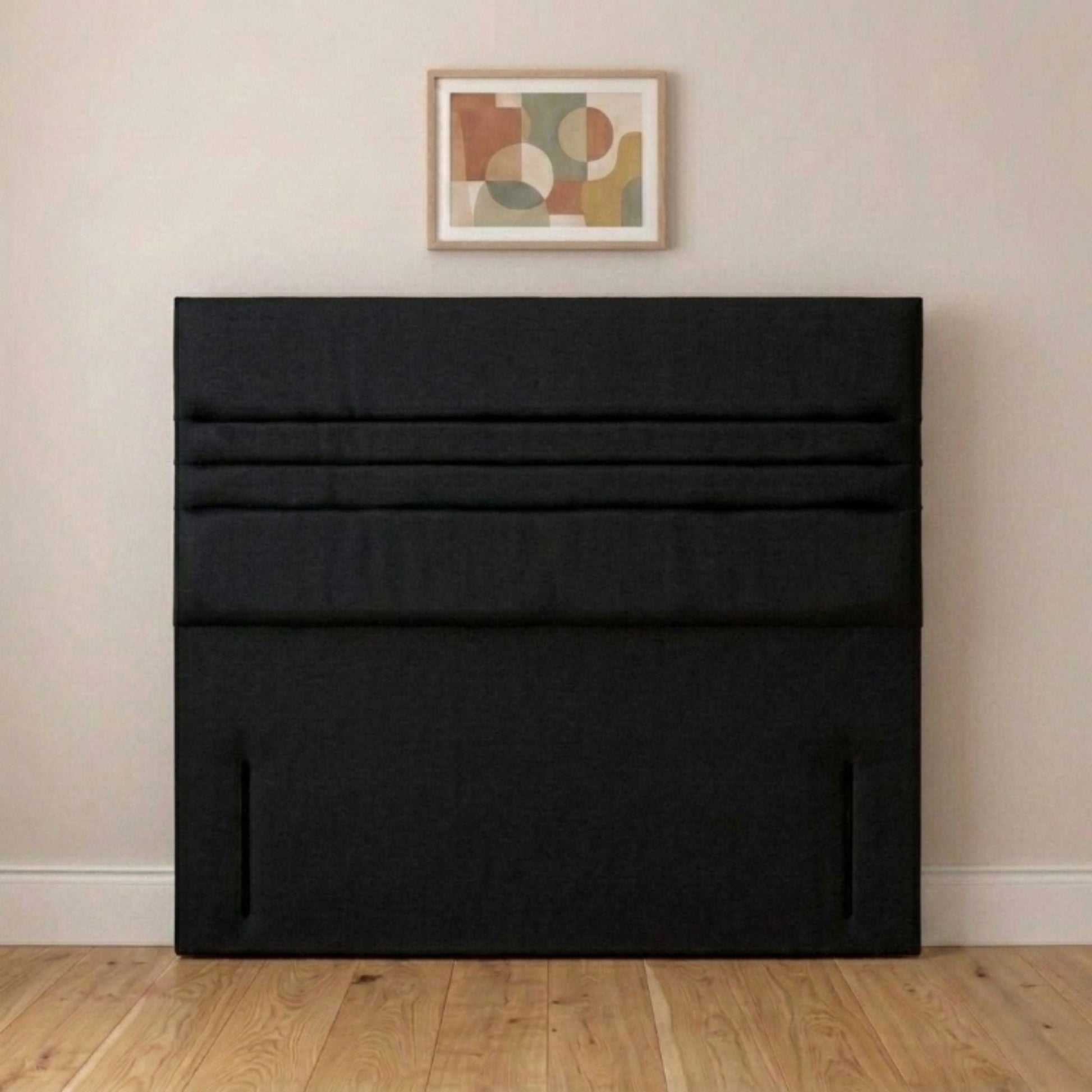 Elite horizontal panel upholstered headboard close-up of cream fabric
