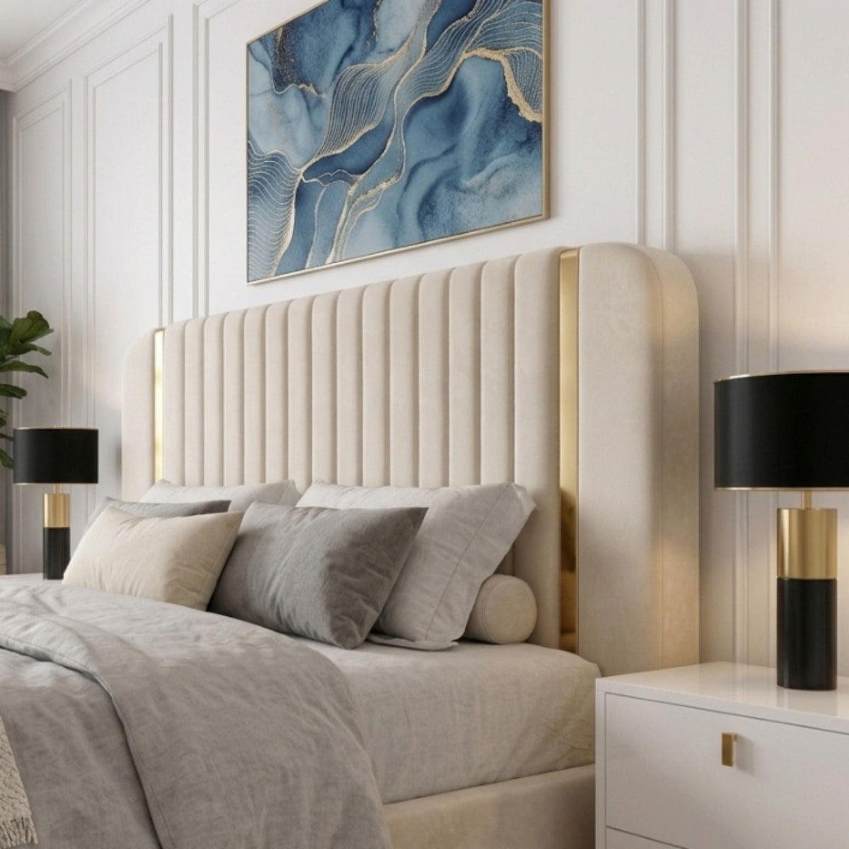 Regal Gold Trim Vertical Panel Bed Frame - Eagle Bed