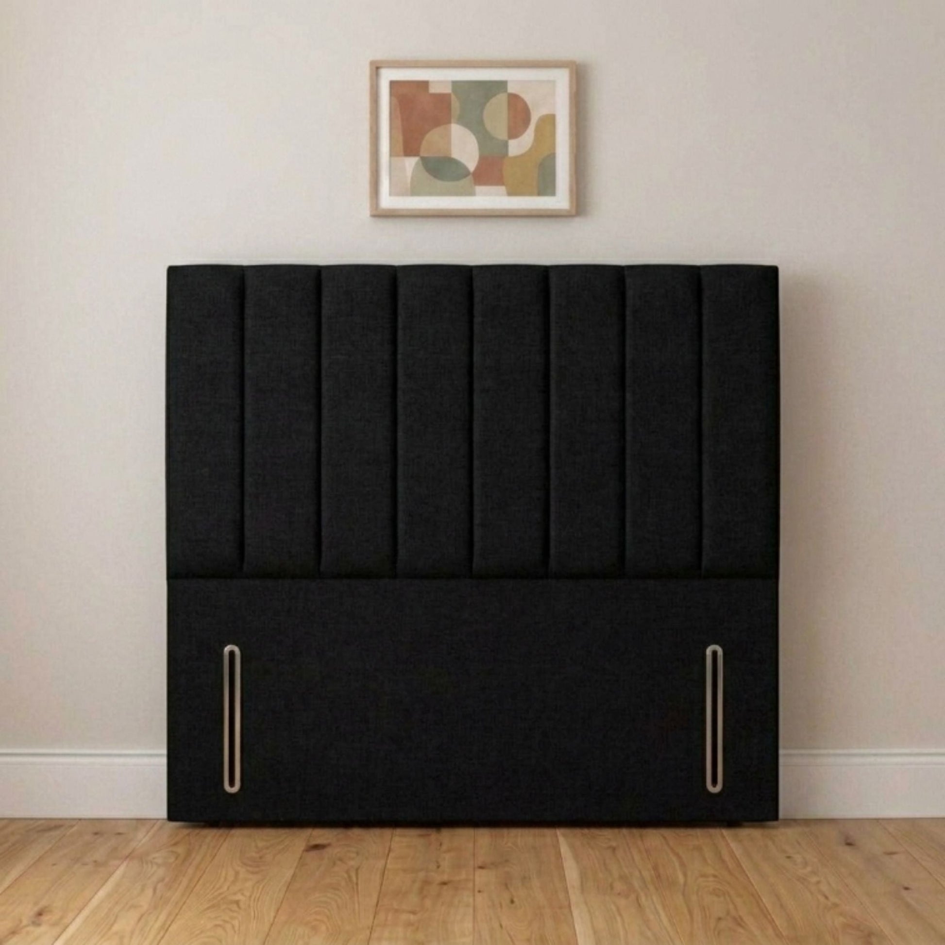 Camden 54 inch vertical panel headboard close-up of cream fabric
