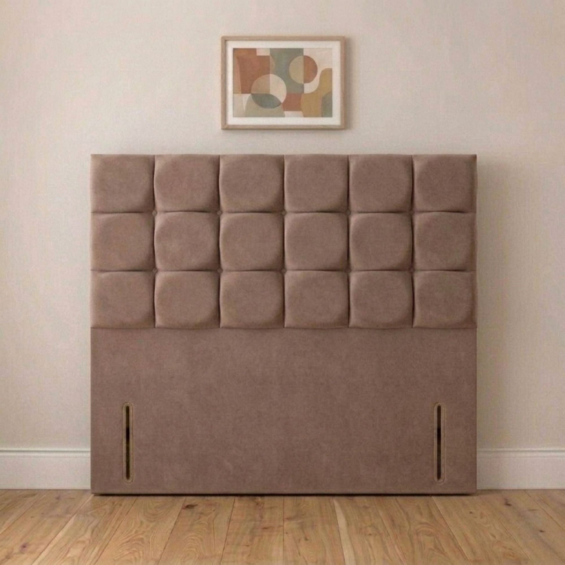 Box panel headboard fixed to a divan base
