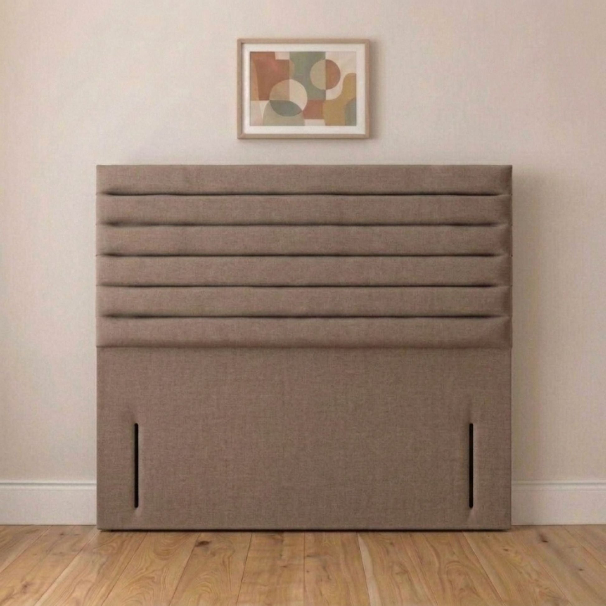 Slim horizontal panel headboard fixed to a divan base