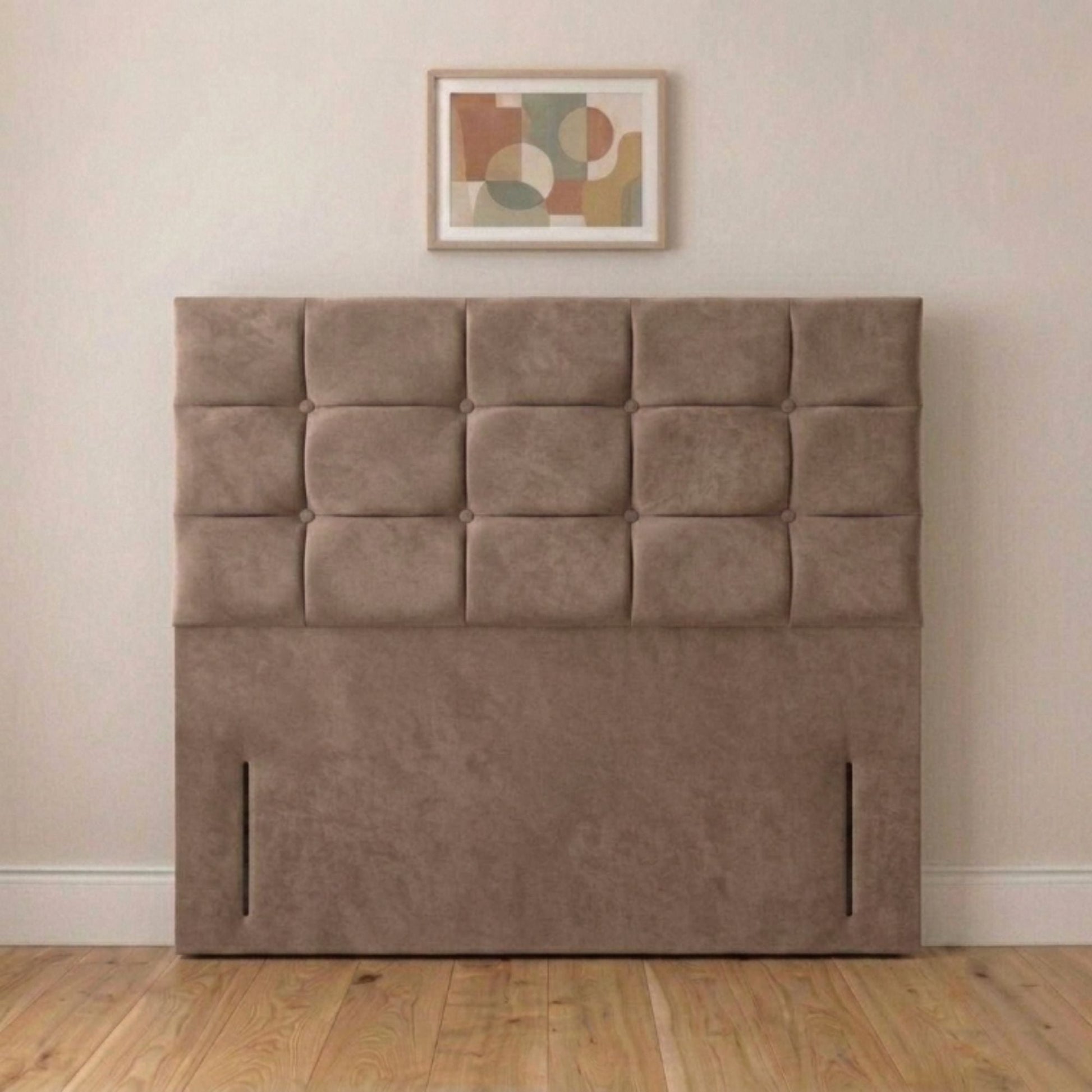 Harrow button panel headboard fixed to a divan base