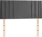 Panel Line Bed | Plush Velvet Bed with 24” Soft Headboard
