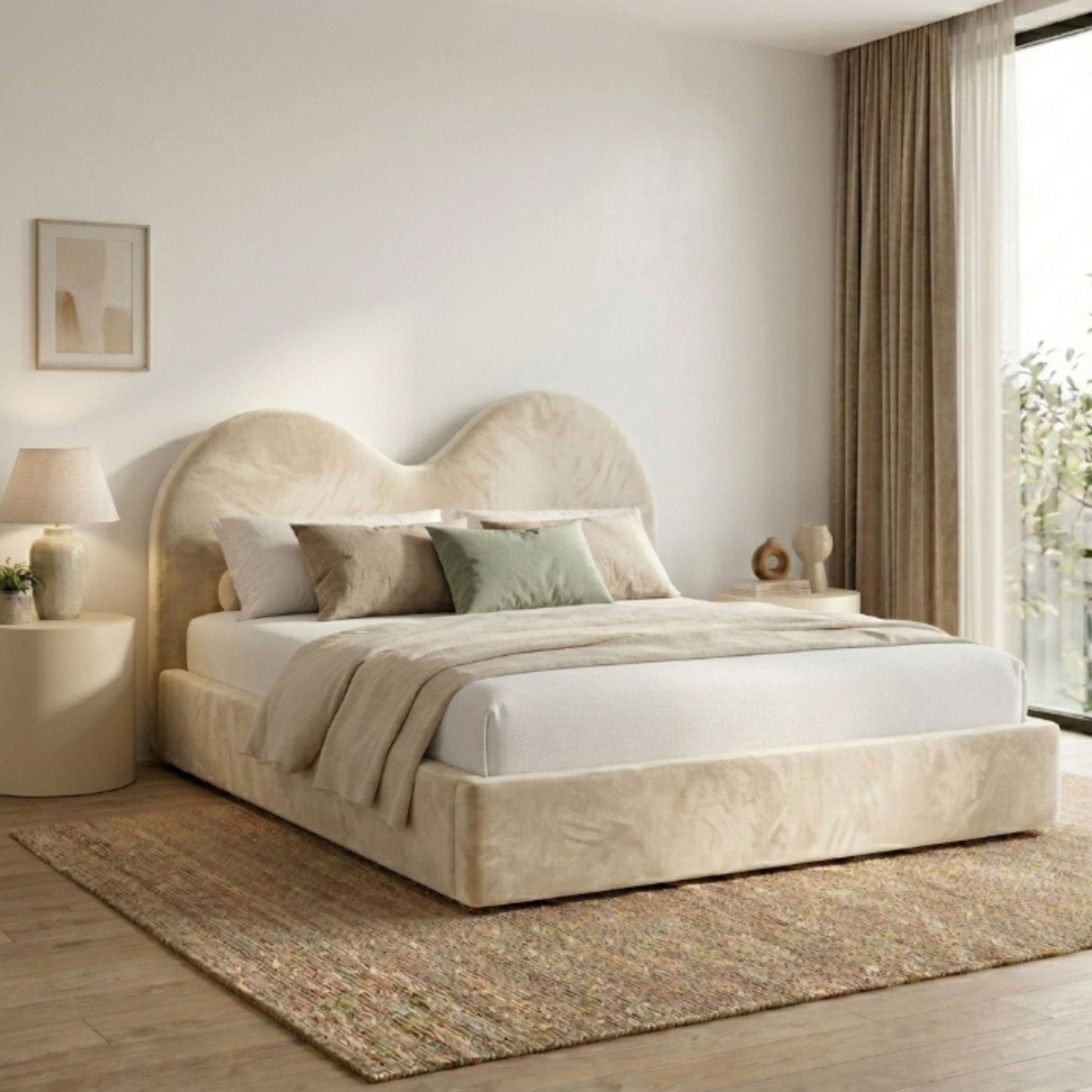 Valentina Double Arch Upholstered Bed Frame - Eagle Bed