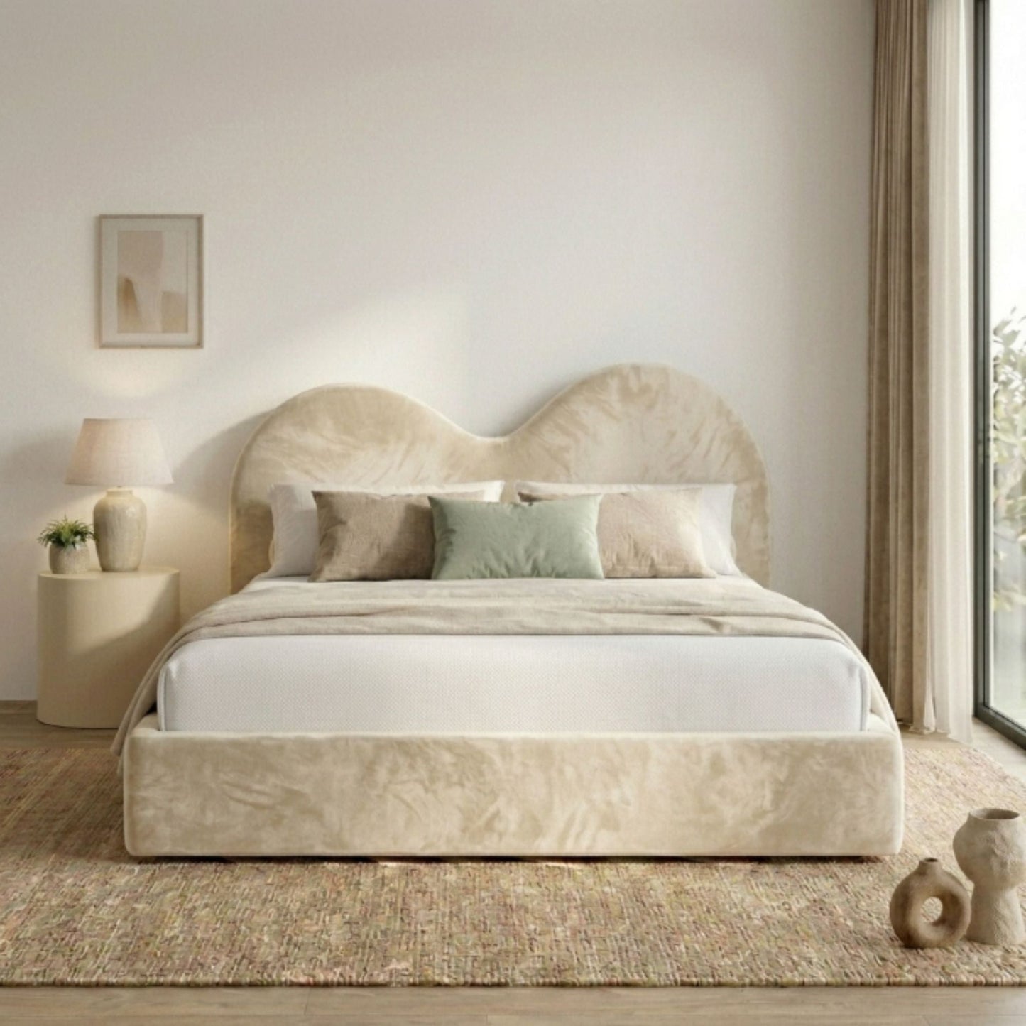 Valentina Double Arch Upholstered Bed Frame - Eagle Bed
