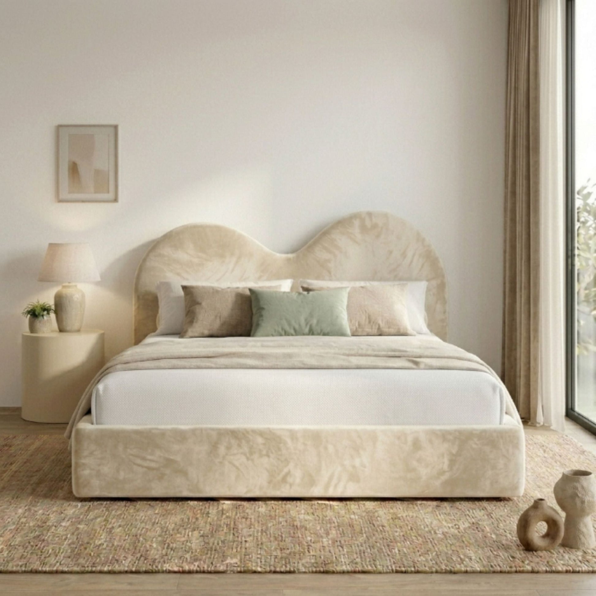 Valentina Double Arch Upholstered Bed Frame - Eagle Bed
