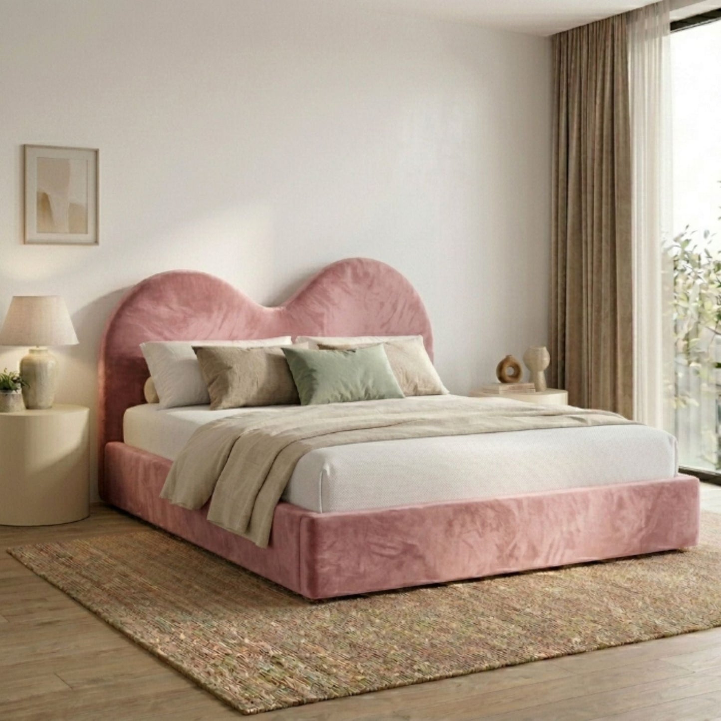 Valentina Double Arch Upholstered Bed Frame - Eagle Bed
