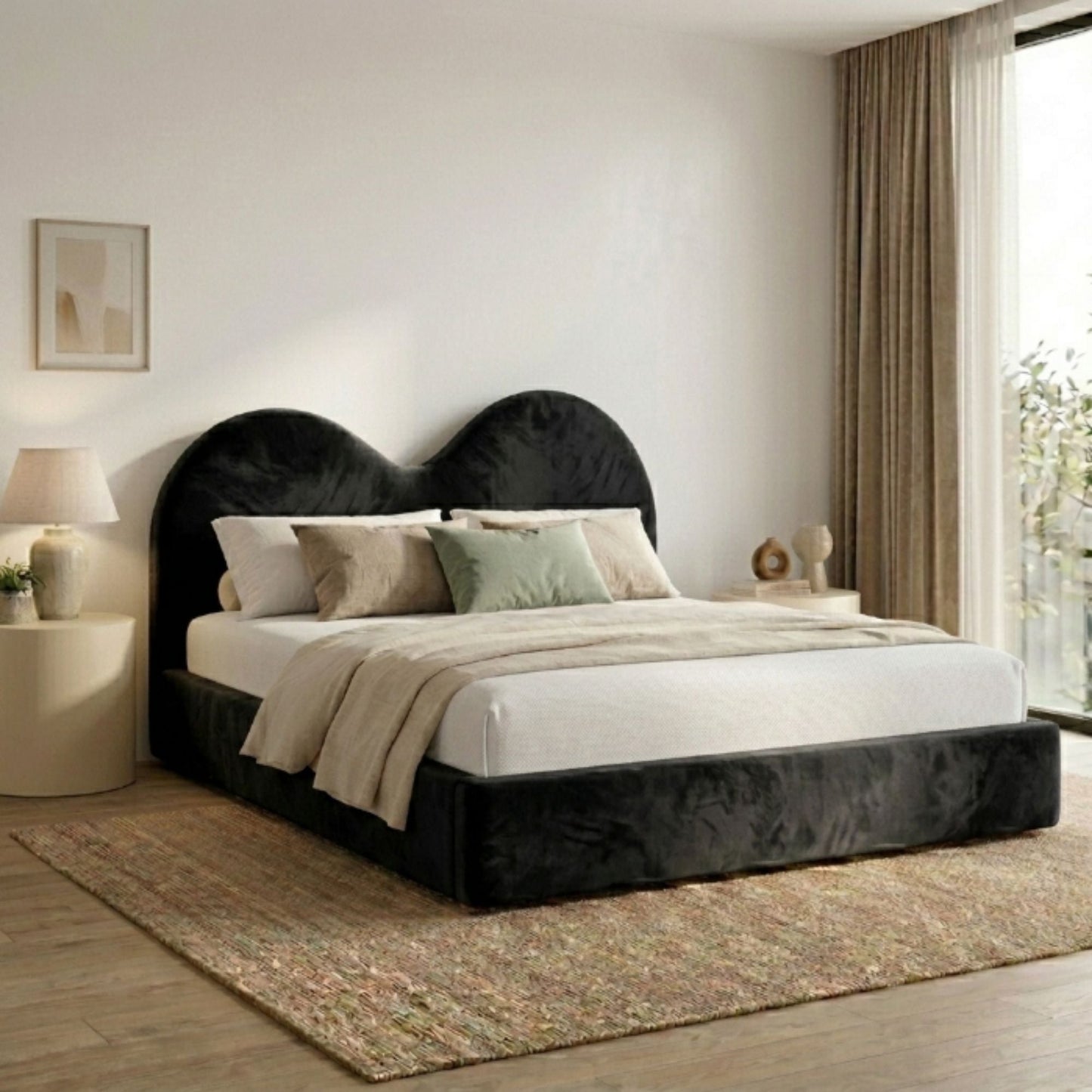 Valentina Double Arch Upholstered Bed Frame - Eagle Bed