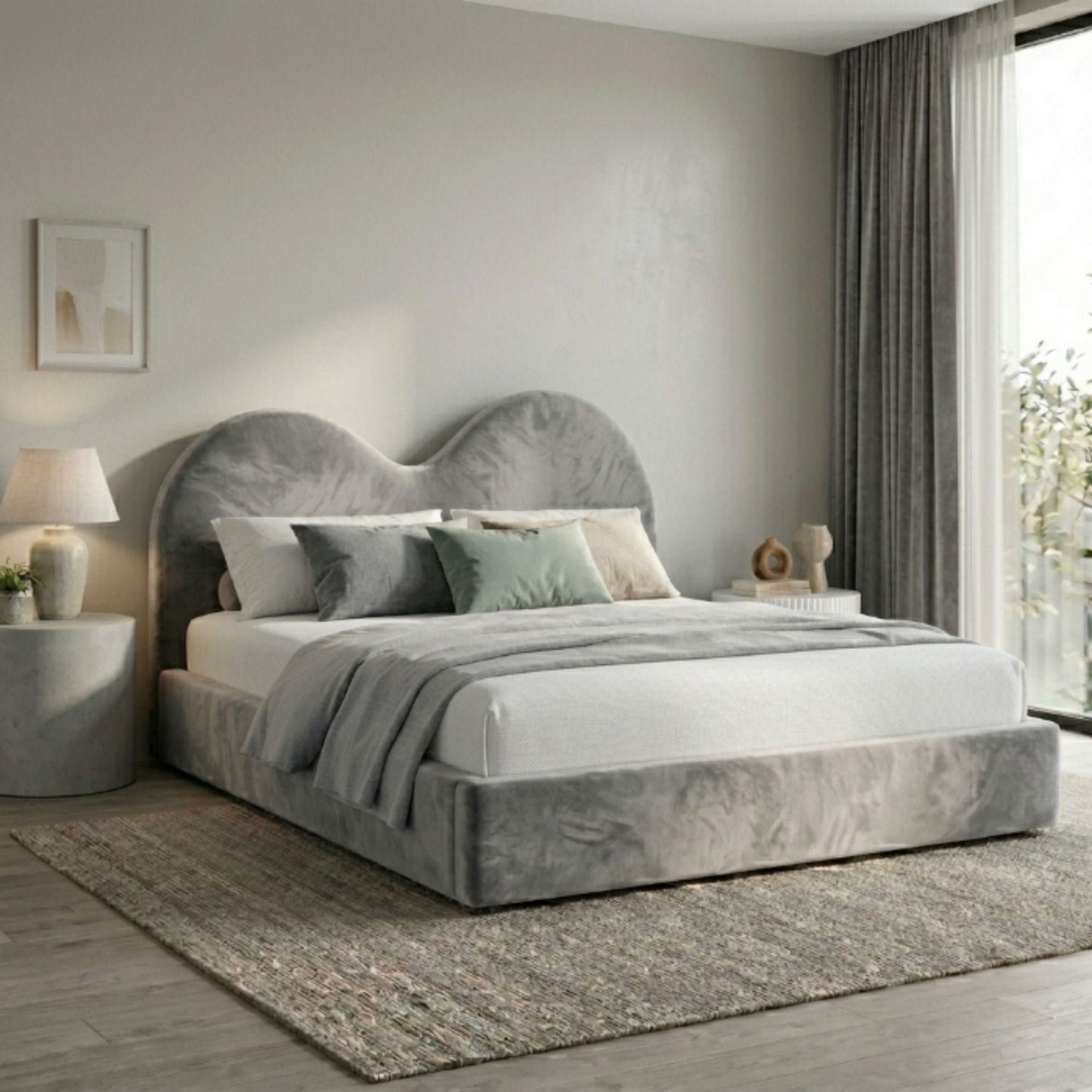Valentina Double Arch Upholstered Bed Frame - Eagle Bed