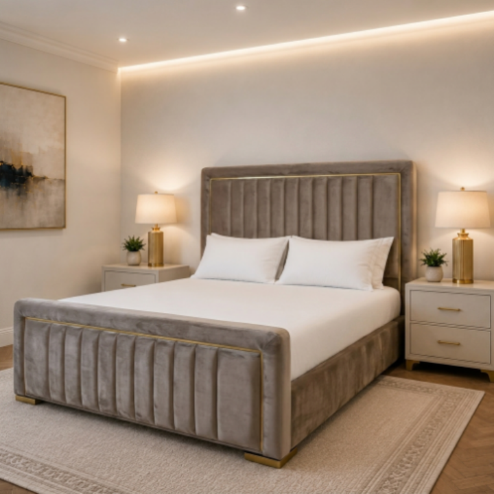 Aurora Line Tufted Bed – Vertical Channel Upholstered Frame