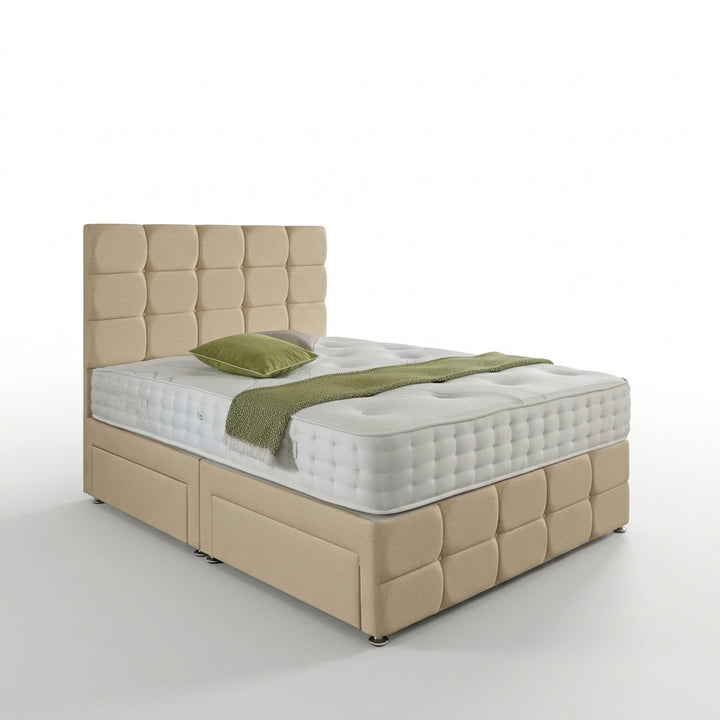 Square Panel Luxury Bed – Upholstered Bed Frame