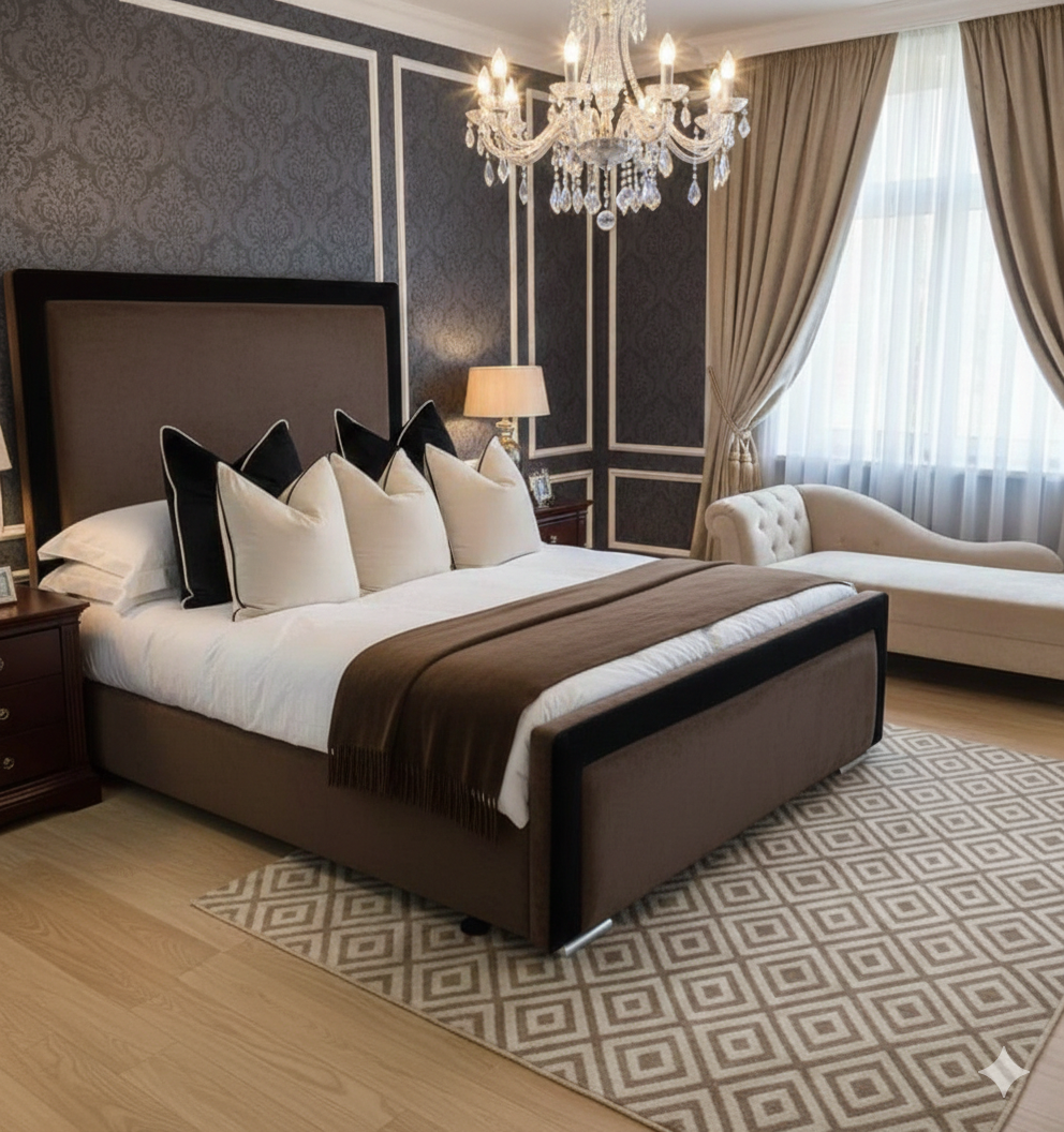 Black Bumper Dark Luxury Upholstered Velvet Bed UK - Eagle Bed