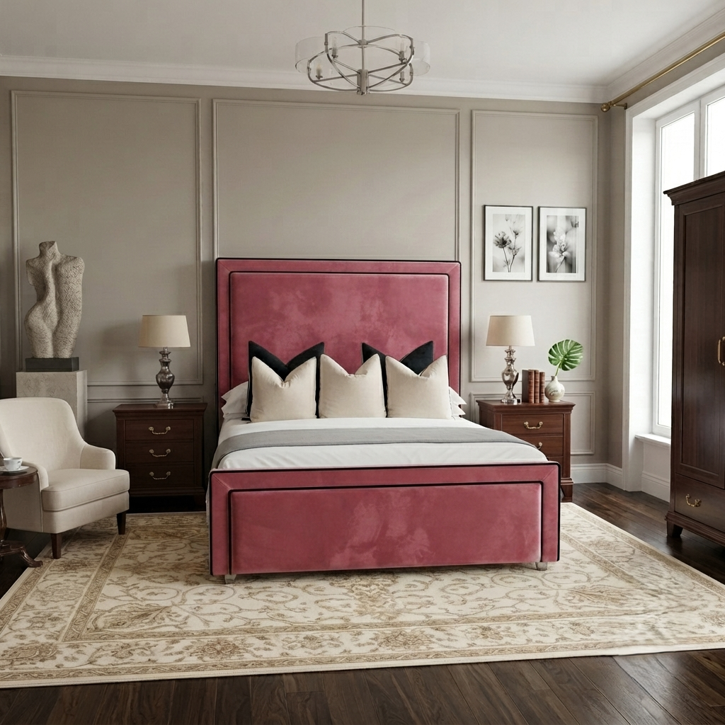 Black Piping Art Deco Bed