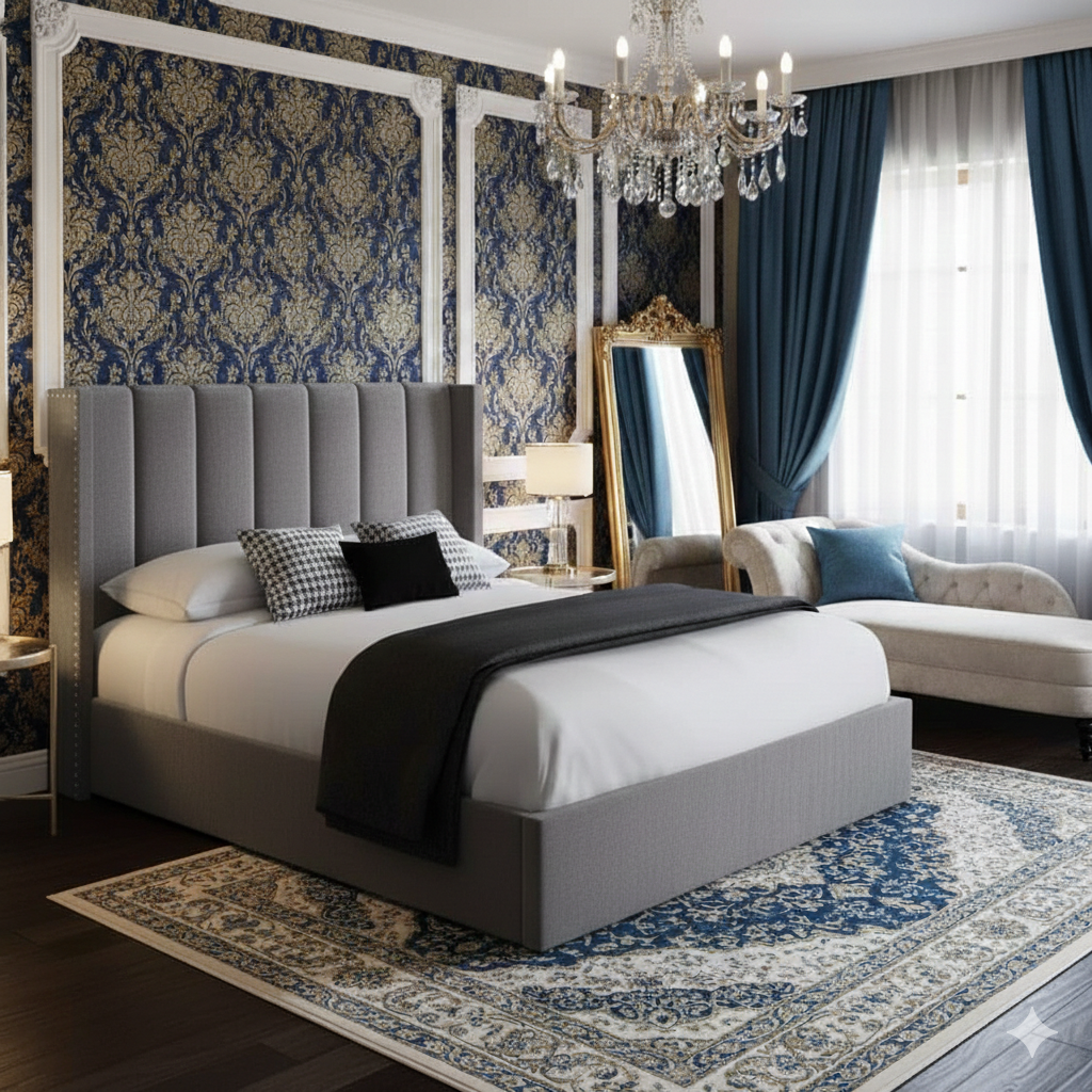 Sara Grand Luxury Velvet Bed room view UK - Eagle Bed