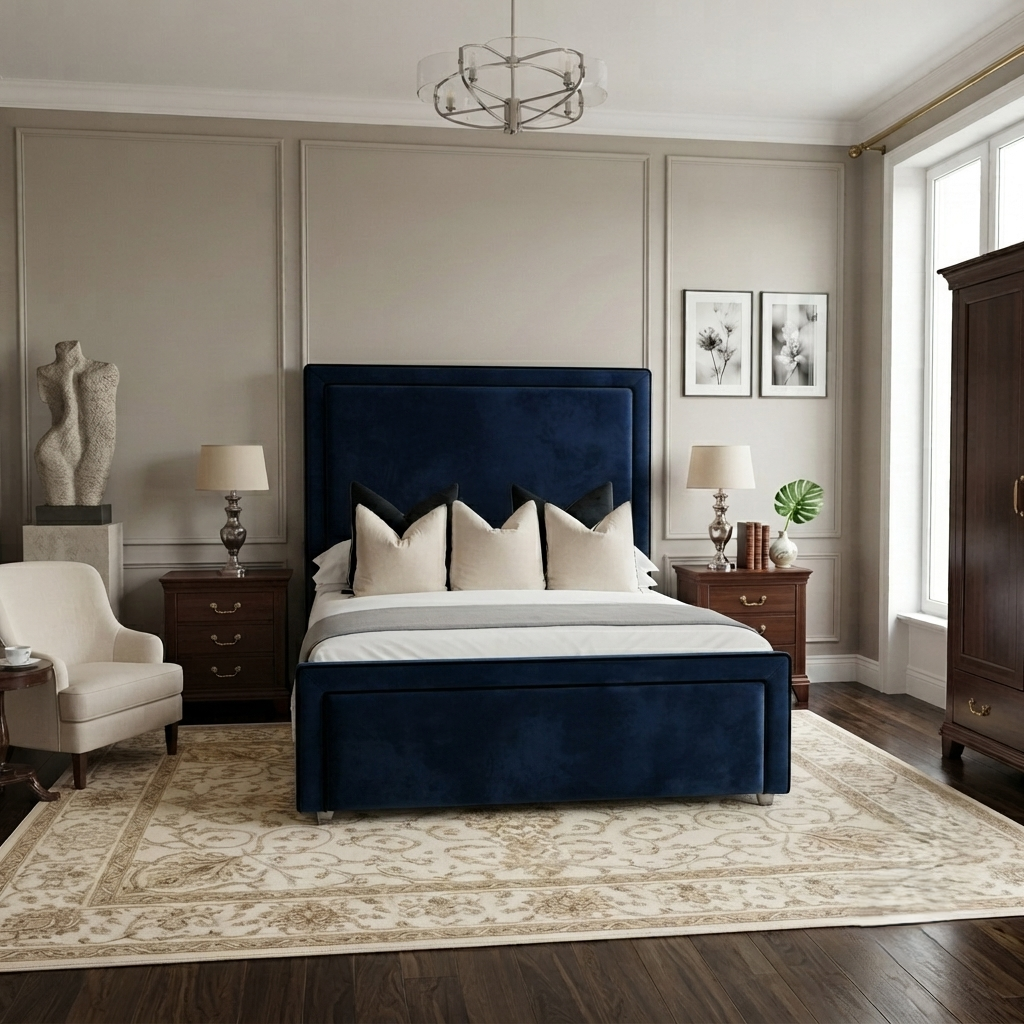 Black Piping Art Deco Bed